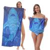 Toalla de playa plegable de gran tamaño 80X160, toalla de baño estampada, toalla de playa integrada, bolsa integrada, portátil