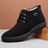 Botas de Invierno Altas para Hombre de Lana Engrosada Cálidas Casuales de Piel Enteras Botas de Cuero Casuales Zapatos de Algodón de Cuero Esmerilado
