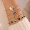 Pulsera Transfronteriza Nicho Francés Imitación Esmeralda Pulsera de Diamantes en Forma de Corazón Pulsera Versátil Elegante Venta al por Mayor