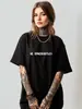 Camiseta de Manga Corta 100% Algodón Puro, Estilo Europeo y Americano de Verano, Versátil, Holgada, Diseño Cómodo, Top Estampado que Cubre el Cuerpo