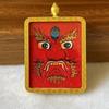 Cinco Vías Riqueza Arena Mineral Gruesa Pintura Thangka Corazón Mahakala Pintado a Mano Colgante Thangka Collar Aleación de Acero de Titanio Caja Gawu Venta al por Mayor