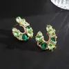 Brincos de prata vintage com diamantes, formato oval gota d'água, brincos requintados retrô, brincos de luxo leve de alta qualidade