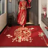 Nuevo felpudo de entrada de alta gama estilo chino en rojo para bodas y habitaciones de novia, felpudo festivo para recibidor, resistente a la suciedad y antideslizante