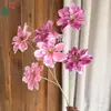 Nuevo Modelo de Flores de Begonia Artificiales con 3 Cabezas para Decoraciones de Bodas, Arreglos Florales y Accesorios para Exhibición en Centros Comerciales