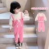 Traje de niña de estilo coreano, primavera y otoño, nuevo conjunto de dos piezas cálido con forro polar para celebrantes de Internet de estilo coreano para niños de moda de otoño