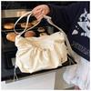 Bolsa de Tela Estilo Coreano Estilo Perezoso para Mujer de Gran Capacidad Ligera Versátil Bolso Tote Casual Simple de Color Sólido para Hombro/Bandolera