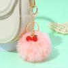 Lindo Chaveiro de Pom-Pom de Cereja para Meninas, Pingente de Pelúcia de Coelho Rex, Pingente de Chave de Bolsa, Presente Decorativo para Melhor Amiga
