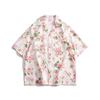 Camisa vintage plus size com estampa de flores, estilo havaiano, estilo praia, estilo porto, manga curta, para homens e mulheres