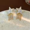 Pendientes de Borla de Estrella de Cinco Puntas Irregular de Nicho de Alta Gama Aguja de Plata Moda Pendientes de Zirconia Elegantes Pendientes con Sentido del Diseño