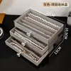 Caixa de Armazenamento de Joias de Alta Qualidade, Exquisita, Portátil, Grande Capacidade, para Brincos, Anéis, Pulseiras, Joias de Mão