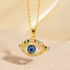 [Personalizado] Collar Ojos Azules Pestañas Mujer Cobre Chapado en Oro Circonio Moda Colgante Ojo Turco Azul Avanzado