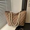 Bolsa de lona casual de inverno Lingge, bolsa feminina elegante para todos os tipos de combinações, bolsa de ombro estilosa, bolsa de viagem