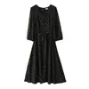Vestido floral de seda con lunares, vestido de seda de alta gama, nuevo de verano 2026 para mujer, longitud media, estilo francés