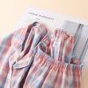 Pijama para Mujer Algodón Puro Primavera y Verano Delgado Estampado a Cuadros Ropa para el Hogar Traje de Pantalón de Manga Corta Suelto Talla Grande Ropa para el Hogar