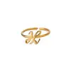 Anillo de Joyería Más Vendido Transfronterizo Moda Europea y Americana Creativo 26 Letras Anillo de Acero Inoxidable Anillo Ajustable Venta al por Mayor