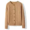 26 Cárdigan de Cachemir Grueso Tejido en Punto Trenzado para Otoño/Invierno para Mujer, Estilo Corto, Color Sólido, Corte Holgado, Suéter de Lana Estilo Perezoso, Abrigo de Suéter Tejido