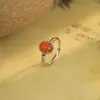 Anillo de Plata 925 para Mujer con Borde Floral, Anillo Étnico Floral Tejido de Ágata Roja Mongola Vintage