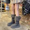 Botas de nieve populares de suela gruesa para mujer, nuevo estilo de invierno 2026, botas largas versátiles, forradas de felpa y engrosadas para mayor calidez, botas altas de algodón