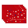 Manteles Individuales de Lino para el Día de la Independencia Americana Transfronterizos Estampado Digital Termoaislantes Rectangulares Manteles de Mesa Occidentales Manteles para Platos Venta al por Mayor