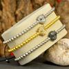 Pulsera de cuentas de cobre con cabeza de leopardo retro europea y americana, diseño minoritario femenino, pulsera de cuerda tejida con sentido del diseño, venta al por mayor de joyería transfronteriza