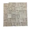 Azulejos Mosaico de Travertino Pedra Natural Retrô Travertino Amarelo Rocha Vulcânica Azulejos Culturais Superfície 3D Estéreo Côncava e Convexa