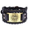 Promoção quente Temu Pulseira Viking de couro larga nórdica Pulseira masculina com cabeça de lobo celta PU pulseira punk transfronteiriça