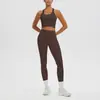 Top sin mangas Racerback de Alta Elasticidad Transpirable Agradable para la Piel Antishock para Yoga Deporte Correr Fitness Pantalones Largos de Cintura Alta Conjunto de Yoga