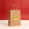 Sacolas de Papel Kraft Estilo Obrigado, Sacolas para Embalagem de Feriado, Sacolas de Papel com Estampa Dourada Atacado, Sacolas de Presente Impressas