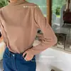 Camisa Básica de Veludo com Gola Meia-alta Feminina Outono e Inverno Nova Grossa Cor Sólida Feminina Slim Fit Versátil Top Roupas Aconchegantes