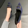 Zapatos Planos de Punta Fina con Suela Suave y Hebilla Cuadrada para Mujer, Moda Nueva Primavera/Verano 2025, Planos con Pedrería, Zapatos Profesionales de Trabajo para Mujer