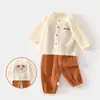 Set de Muselina para Bebé, Ropa de Casa para Bebé, Conjunto de Camiseta de Manga Larga de Doble Capa de Algodón Puro y Pantalones, Ropa de Verano con Aire Acondicionado para Niños y Niñas