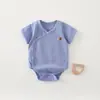 Macacão Fino de Verão para Bebê Algodão Puro Classe A Manga Curta Macacão Recém-Nascido Unissex Jacquard Roupa de Dormir para Bebê