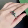 Novo 2023 estilo étnico banhado a prata anel liso de água feminino gota de dinheiro esmalte anel aberto doce transfronteiriço quente
