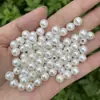 Material de perlas de imitación blanco cremoso con agujero recto de 2 mm a 10 mm, perlas pequeñas perforadas de plástico, cuentas sueltas para joyería DIY