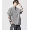 Top retrô masculino da moda estilo americano com gola alta e mangas compridas, moletom de meio zíper outono/inverno transfronteiriço, jaqueta casual solta