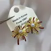 Aretes de Fuegos Artificiales de Perla, Diseño Personalizado, Aretes Exquisitos, Nueva Moda, Versátiles, Aretes Dulces y de Alta Gama para Mujer