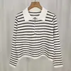 Nueva Camisa a Rayas para Mujer Otoño y Verano Nueva Ajustada Adelgazante Combinable Top de Manga Larga Camisa Elegante Chic a la Moda