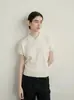Camisa Polo Blanca Sencilla de Hombros Caídos, Camiseta de Punto de Manga Corta para Mujer, Estilo Veraniego, Ropa de Trabajo Elegante, Camisa Corta Retro Francesa