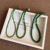 Collar de jaspe con cuentas de calcedonia verde de alta calidad, estilo chino, cadena de clavícula de acero inoxidable con hebilla de refuerzo para mujer.
