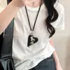 Collar Espejo de Maquillaje Largo para Cachorro con Forma de Corazón para Mujer, Cadena para Suéter Dulce y Cool Estilo Ins, Accesorio para Bolso de Diseño Nicho
