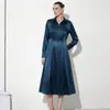 Ruihuo Estación Independiente de Amazon Transfronteriza Comercio Exterior Estilo Europeo y Americano Vestido de Manga Larga 2025 Otoño Vestido de Color Sólido Línea A