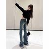Calça jeans feminina estilo americano Spice Girls cintura baixa sexy leve primavera e outono vintage nicho slim fit calça reta slim