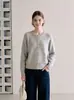 Estilo simple, cuello redondo, manga raglán, suéter corto de punto para mujer, nueva colección de otoño 2026, chaqueta suéter de corte holgado, 25738