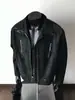 Chaqueta Retro Americana de PU con Bordado Pesado para Hombre de Gama Alta Fresca Traviesa Primavera/Otoño Patchwork Doble Cremallera Chaqueta de Cuero Ropa de Abrigo Moderna