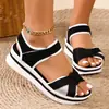 2026 Sandalias Casuales de Playa de Suela Plana con Velcro de Bloques de Color Nuevos para Comercio Exterior Europeo y Americano Sandalias de Suela Gruesa Talla Grande para Mujer Venta al por Mayor