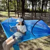 Hamaca de Exterior con Mosquitero, Hamaca Automática de Apertura Rápida Doble/Individual de Tela de Paracaídas, Hamaca de Exterior para Niños