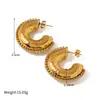 Pendientes de Aro IVIAPRO Chapados en Oro de 18K con Forma de C y Circonitas