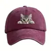 Gorra de Algodón Lavado Estampado de Gato Negro Transfronteriza Gorra de Béisbol Retro para Hombre Gorra Suave Gorra de Sol