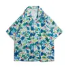 Camisa floral retro de estilo Hong Kong 12V, manga corta, estilo tailandés hawaiano, ideal para hombres y mujeres.