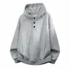 Moletom com Capuz Pesado da Marca Trendy Han Lu para Homens, Estilo Outono, Moletom com Gola Semi-Alta, Design Estruturado, Jaqueta Casual de Cor Sólida.